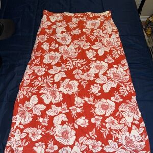 Old Navy Orange and White Floral Midi/Maxi Skirt